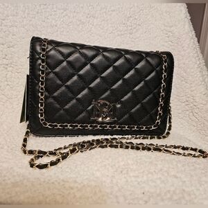 NWT Badgely Mischka Black Vegan Leather Crossbody Bag